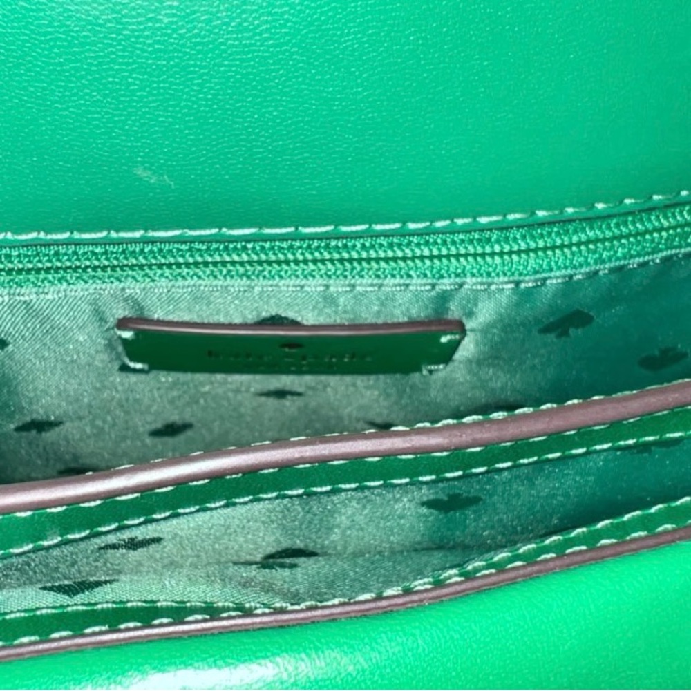 🟢NWT Kate Spade NY Puffy Smooth Leather Mini Crossbody Satchel: "Green Bean" 🟢 - Picture 12 of 14